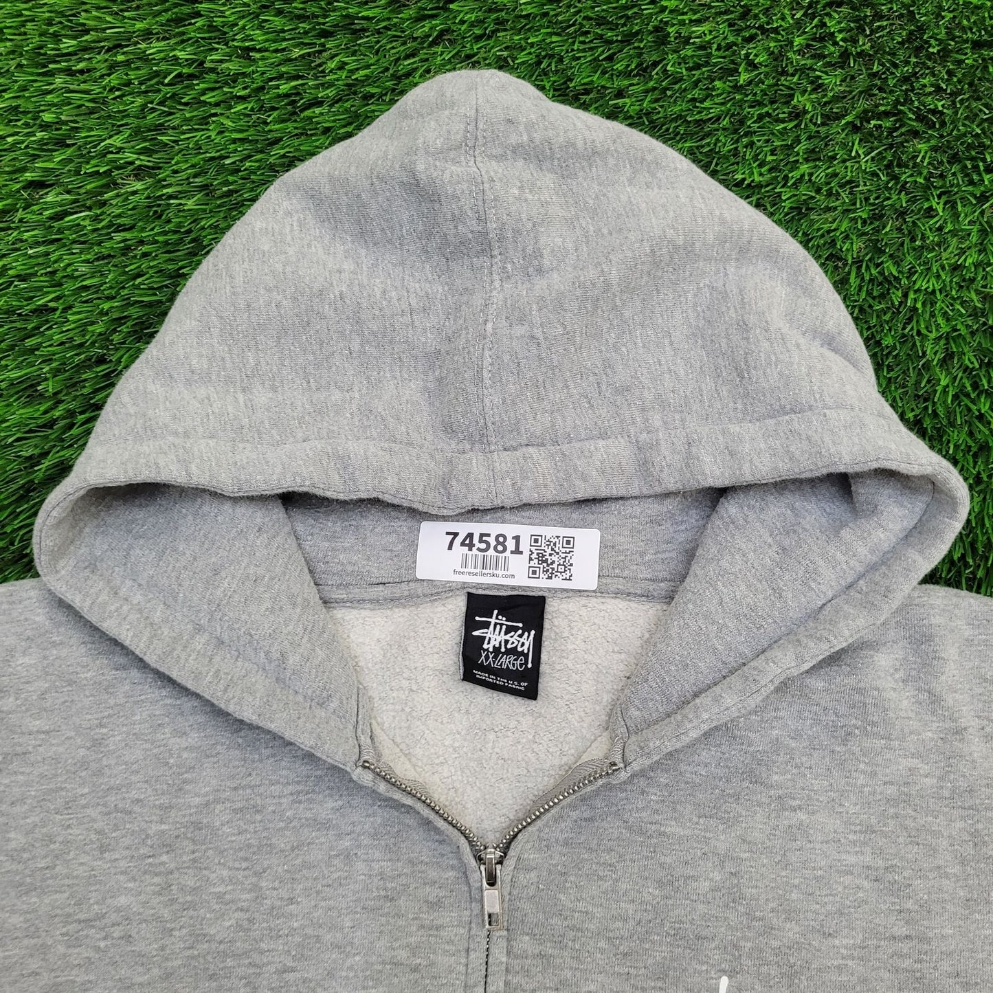 Vintage Stussy Zip Hoodie XL/2XL 24x27 Gray