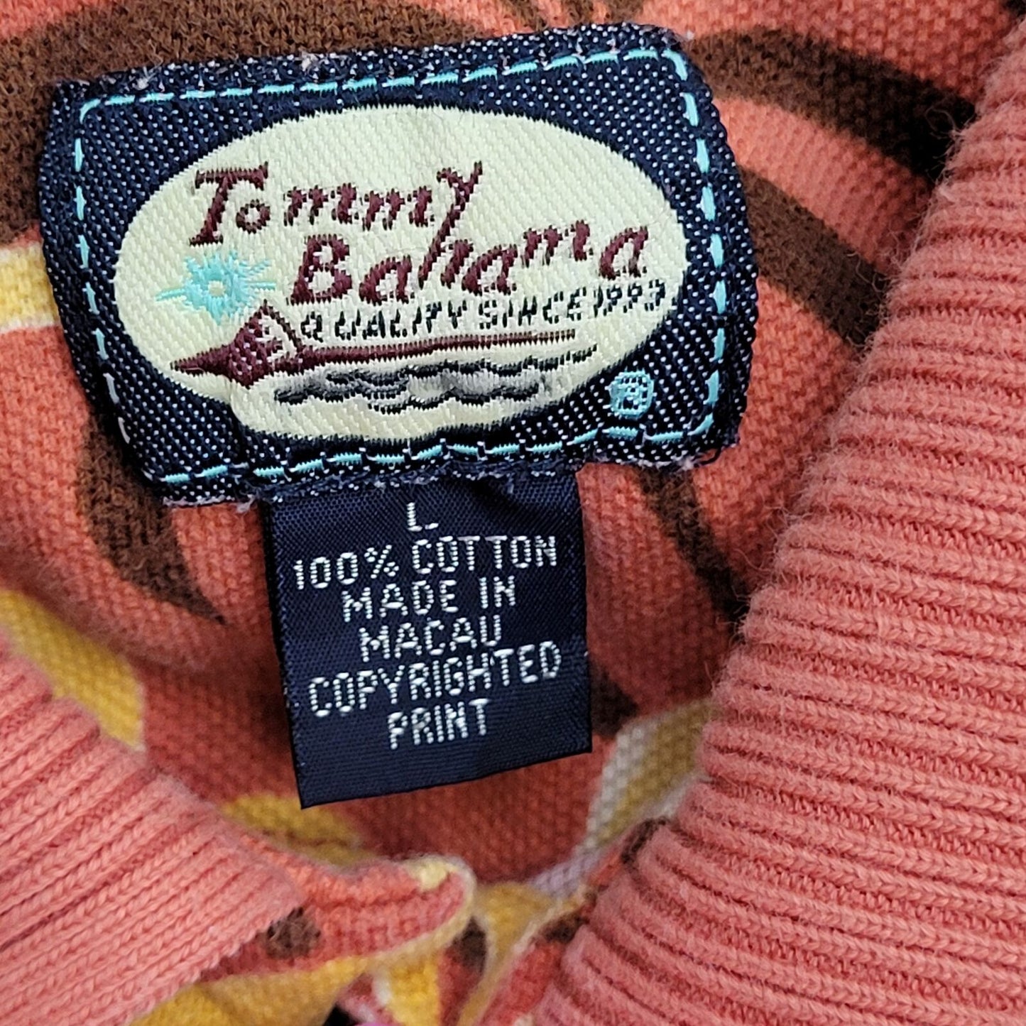 Vintage Tommy-Bahama AOP Shirt Large 23x29 Orange