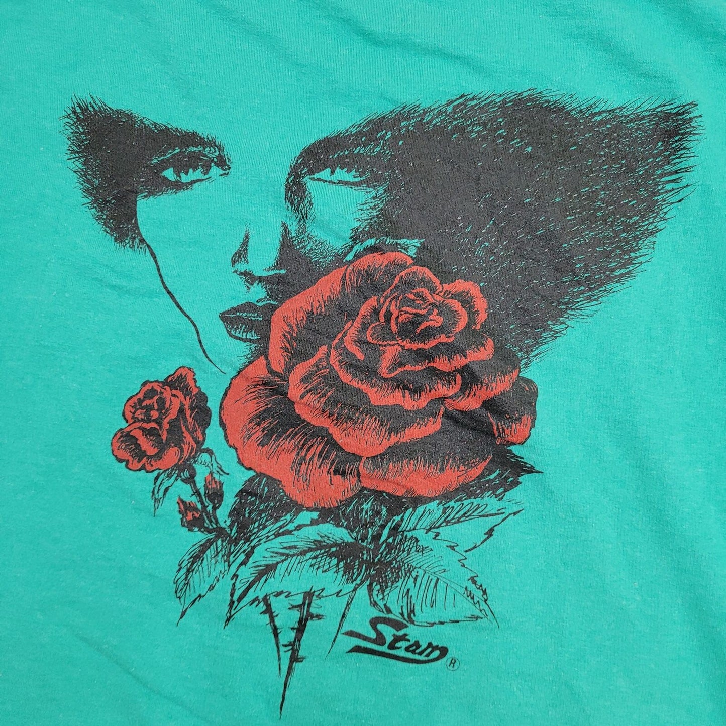 Vintage Stam Roses Cropped Sweatshirt Womens XL 23x23 Green