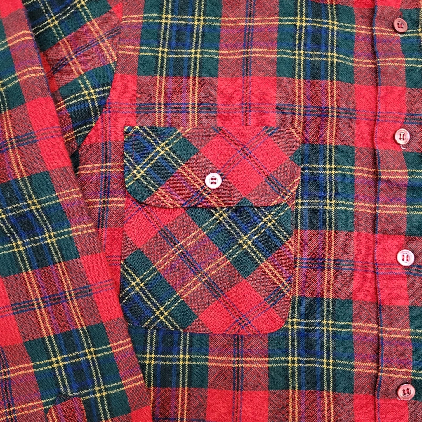 Adams-Row Country Wool Plaid Button Shirt Medium 21x28 Baggy