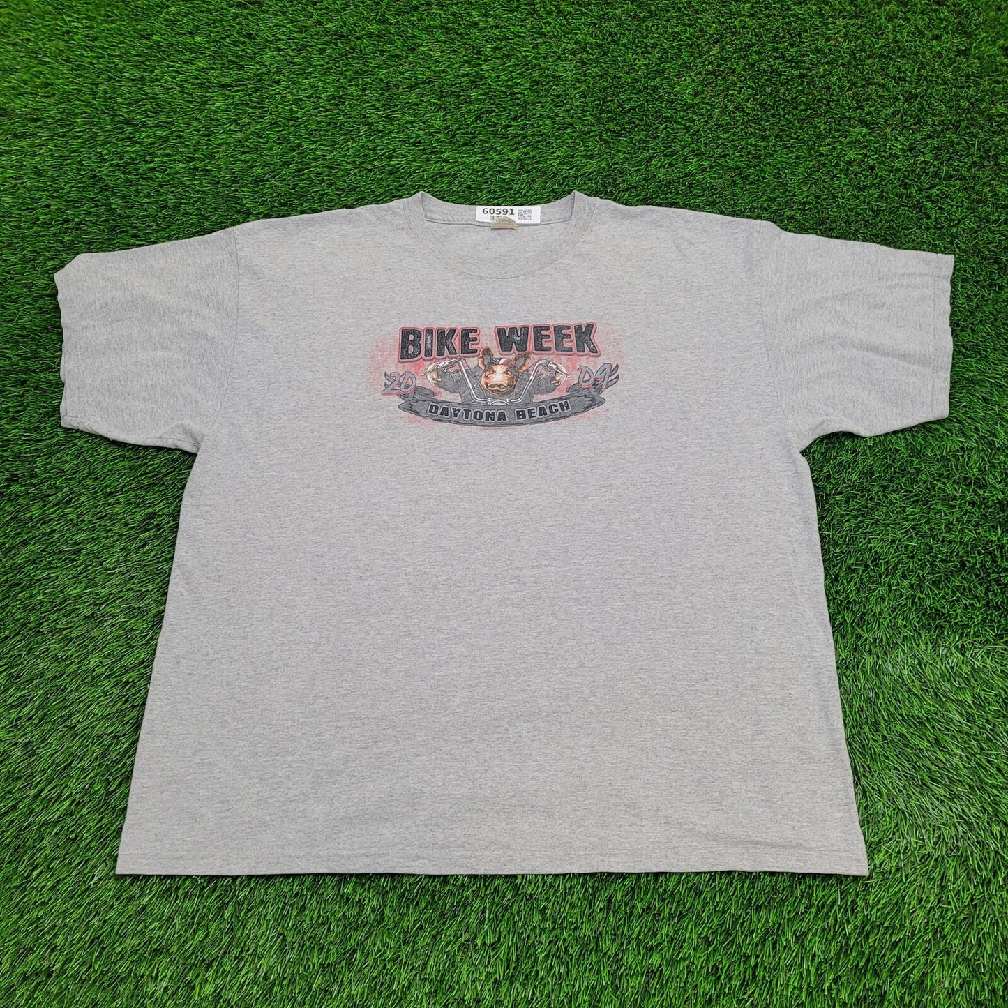 Biker Pig Rally Tee 2XL 26x29 Gray Daytona