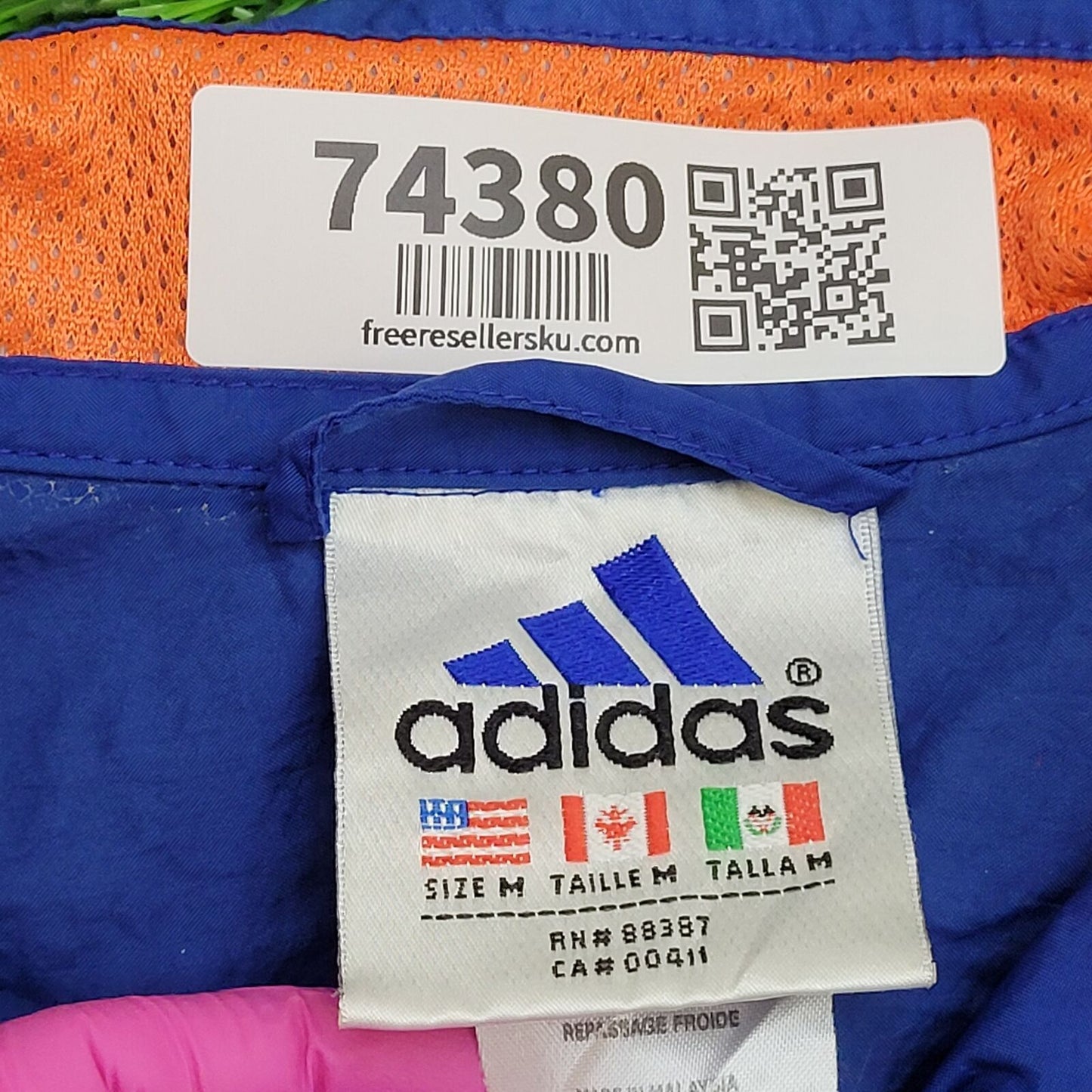 ADIDAS Windbreaker Jacket Medium 22x24 Blue Cropped