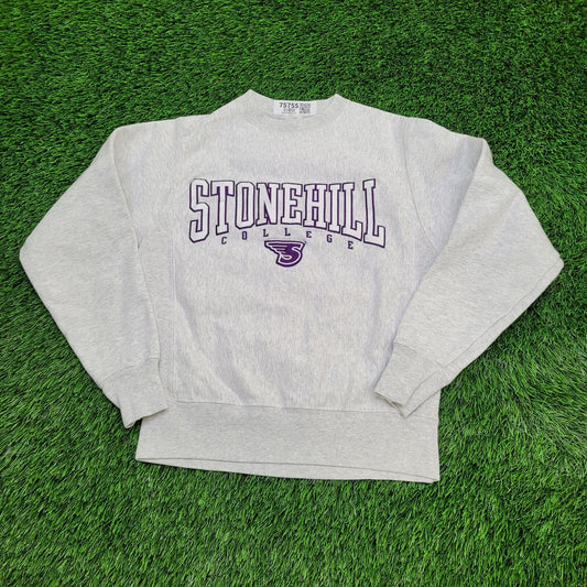 Vintage Stonehill College Sweatshirt Small 19x24 Gray