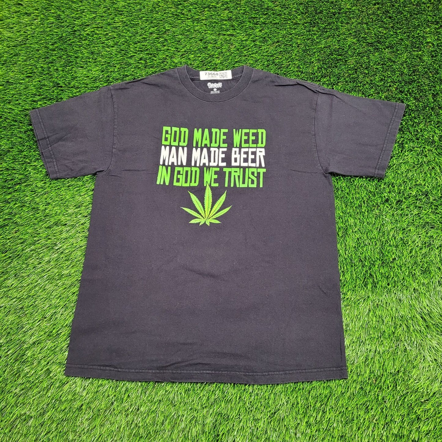 Funny 420 Ganja Shirt M/L 21x27 Black