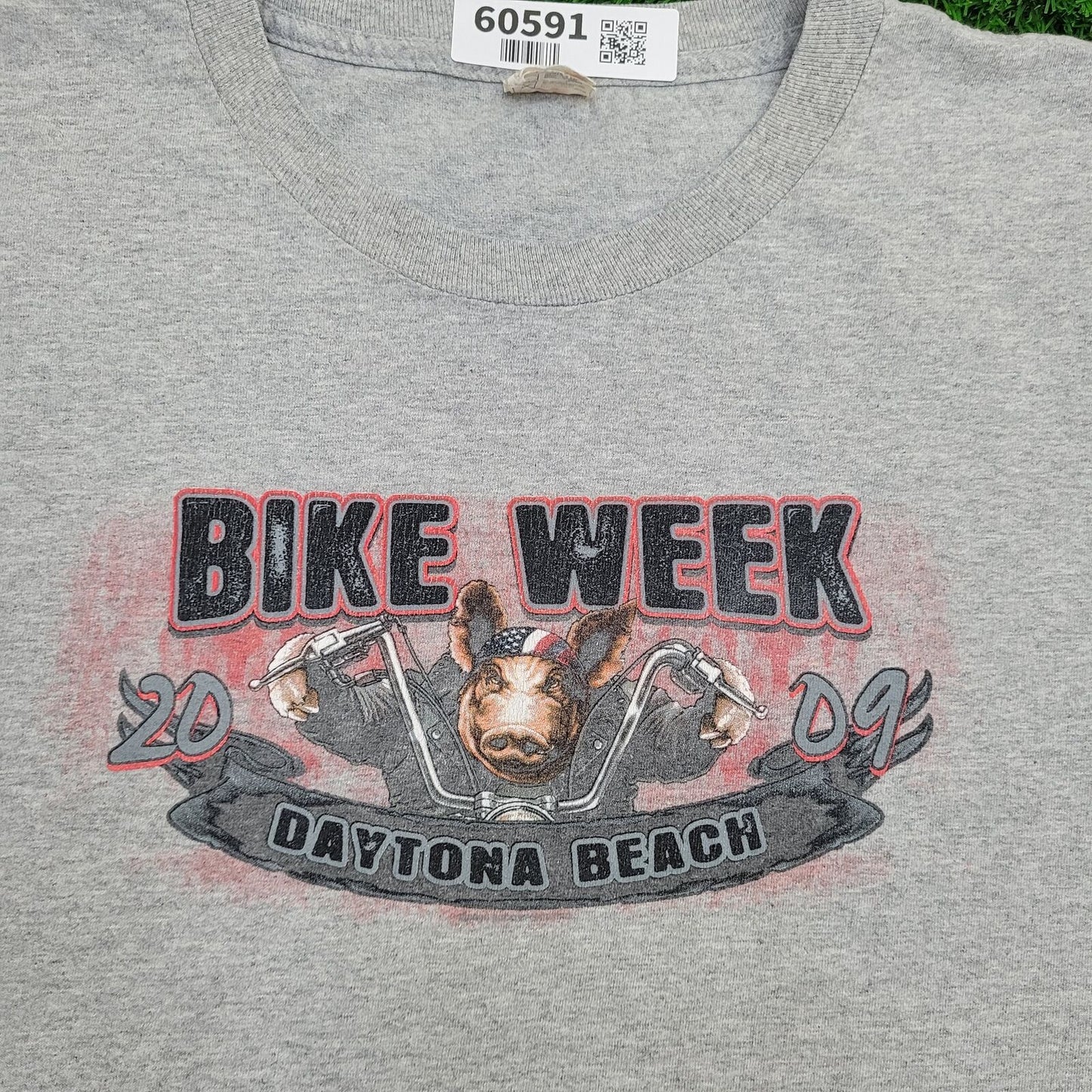 Biker Pig Rally Tee 2XL 26x29 Gray Daytona