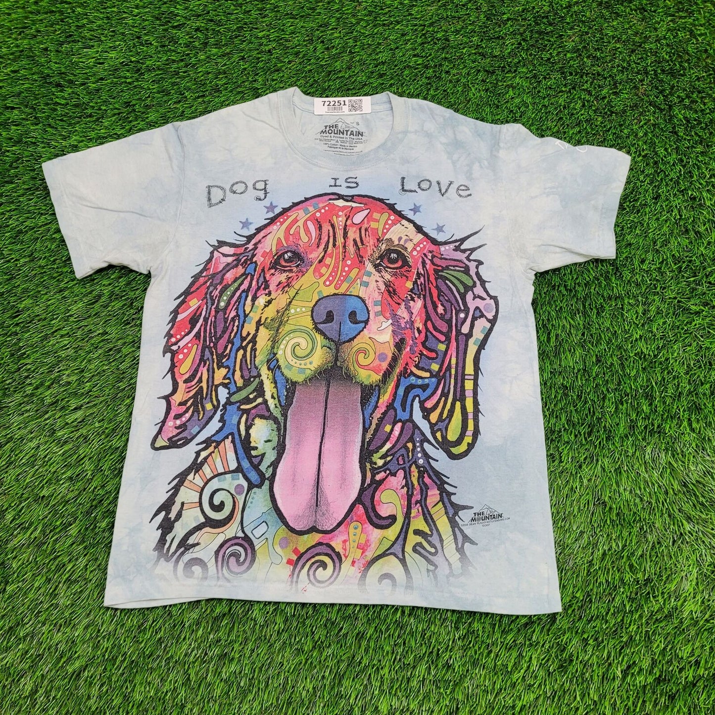 Colorful Dog Shirt Womens Small 19x24 Blue