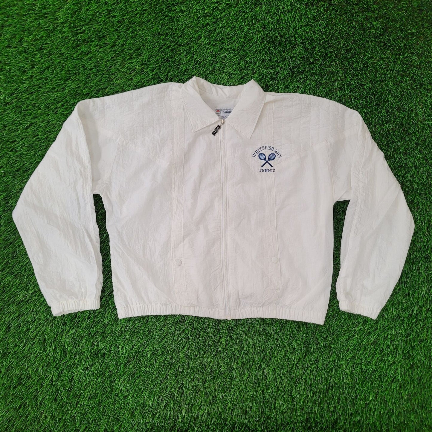 Vintage Whitefish-Bay Tennis Jacket Large 23x22 Windbreaker