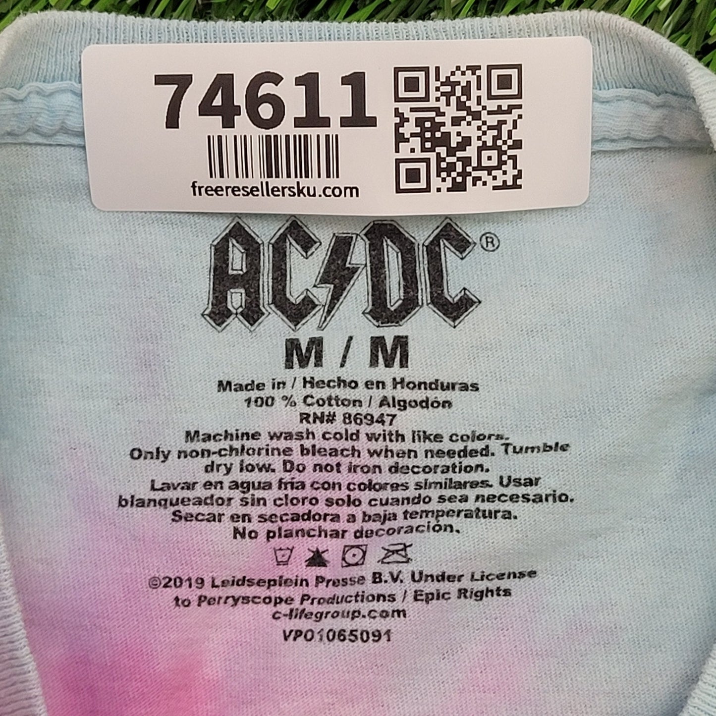 ACDC Crop-Top Shirt Womens Medium 18x19 Tie-Dye Spiral