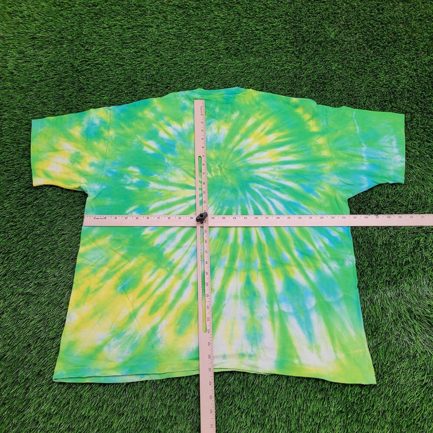 Vintage Spiral Swirled Tie-Dye Shirt XL 24x27 Green Yellow