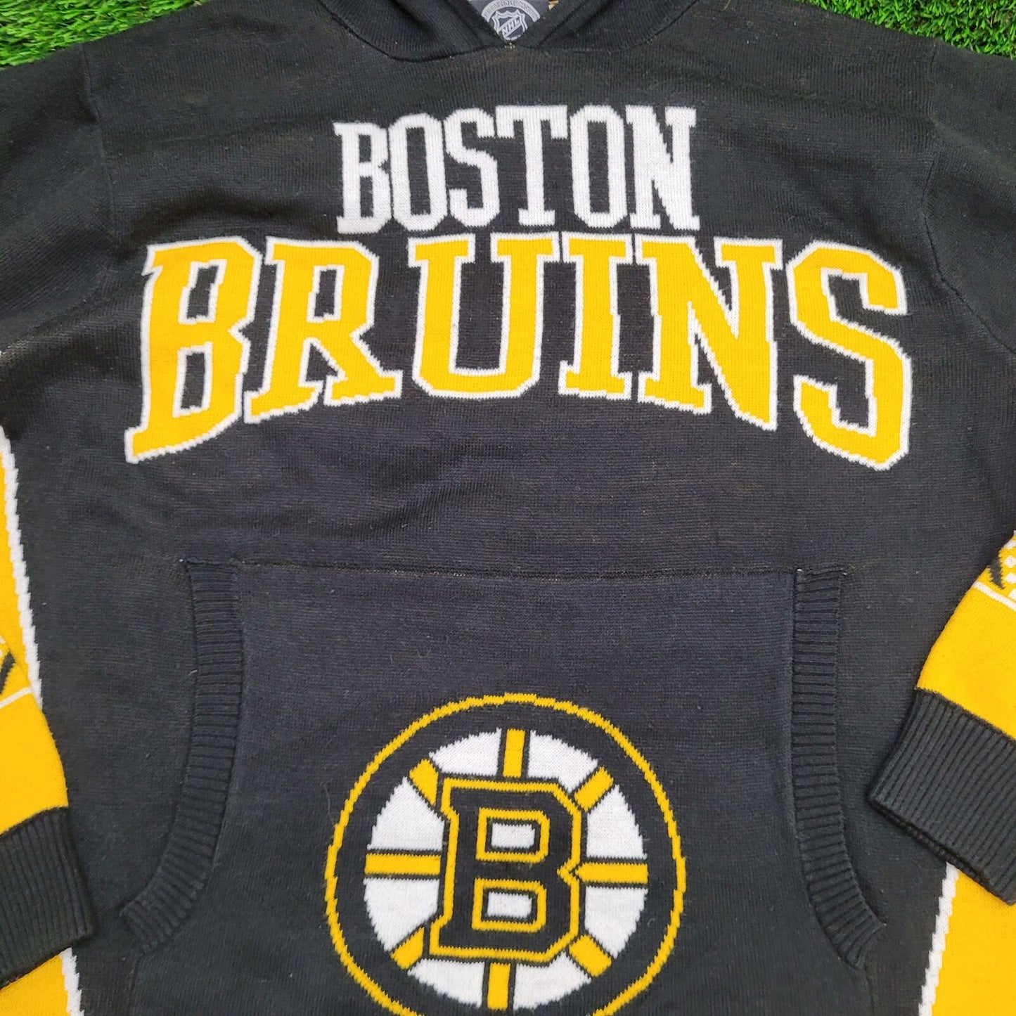 Boston Bruins Sweater Hoodie Large 23x27 Black Yellow