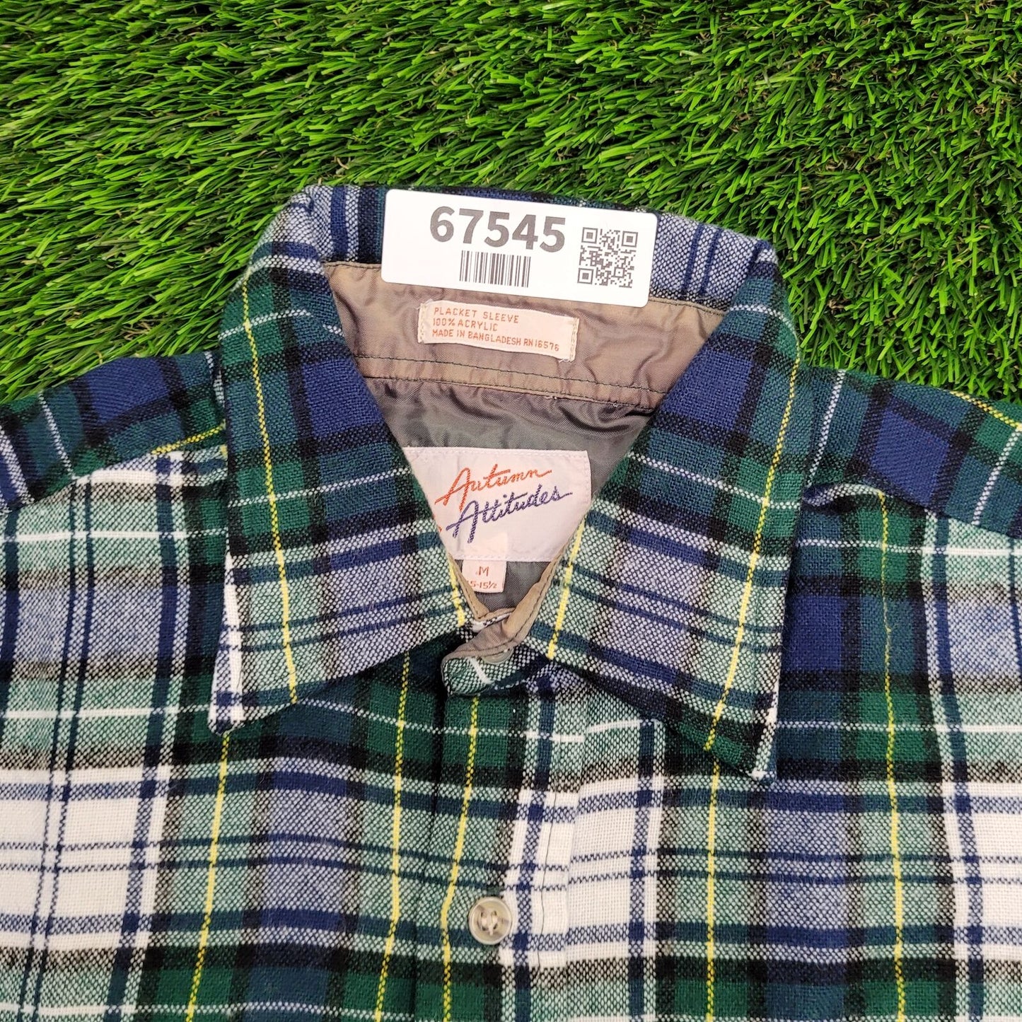 Classic Flannel Shirt Medium 22x29 Green