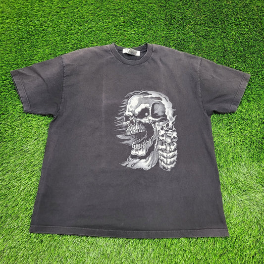 Vintage Y2K Skull Biker Shirt 2XL 25x30 Freebird Motorcycles