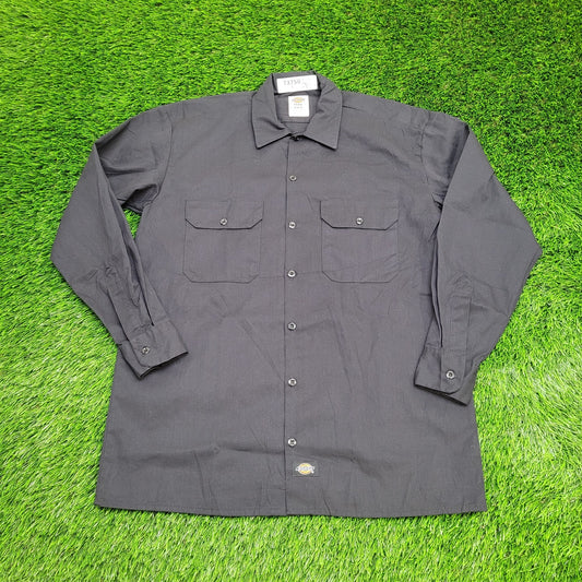 DICKIES Button Shirt Medium 22x30 Baggy Black