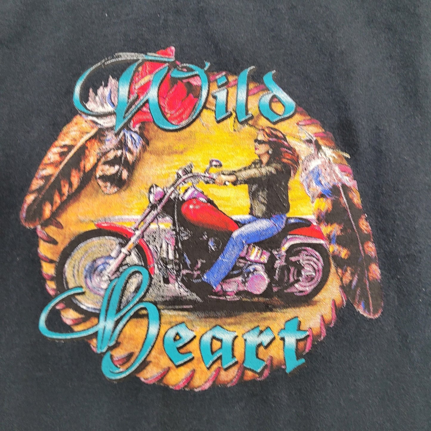 Vintage Wild-Heart Biker Tank-Top Womnes Large 21x25 Black