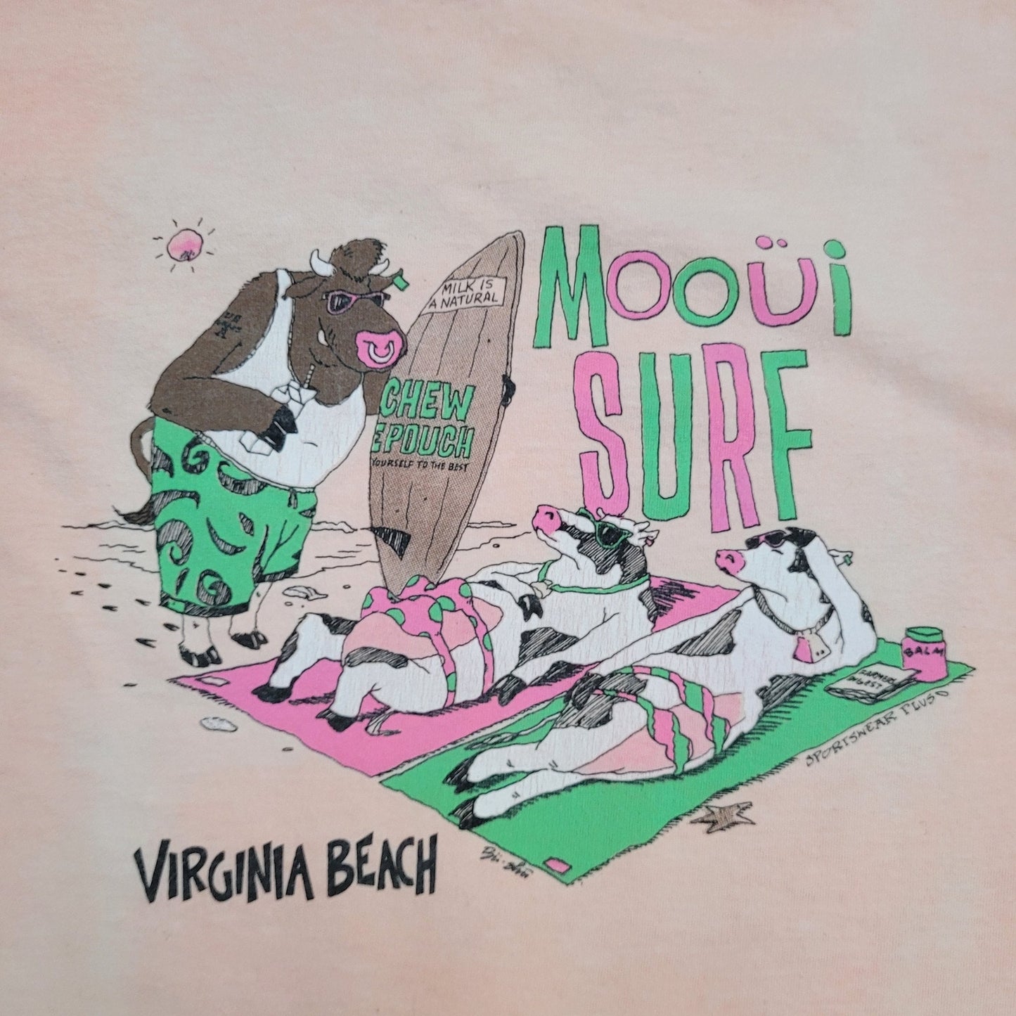 Vintage Surfer Shirt Womens Large 21x26 Peach Virginia-Beach