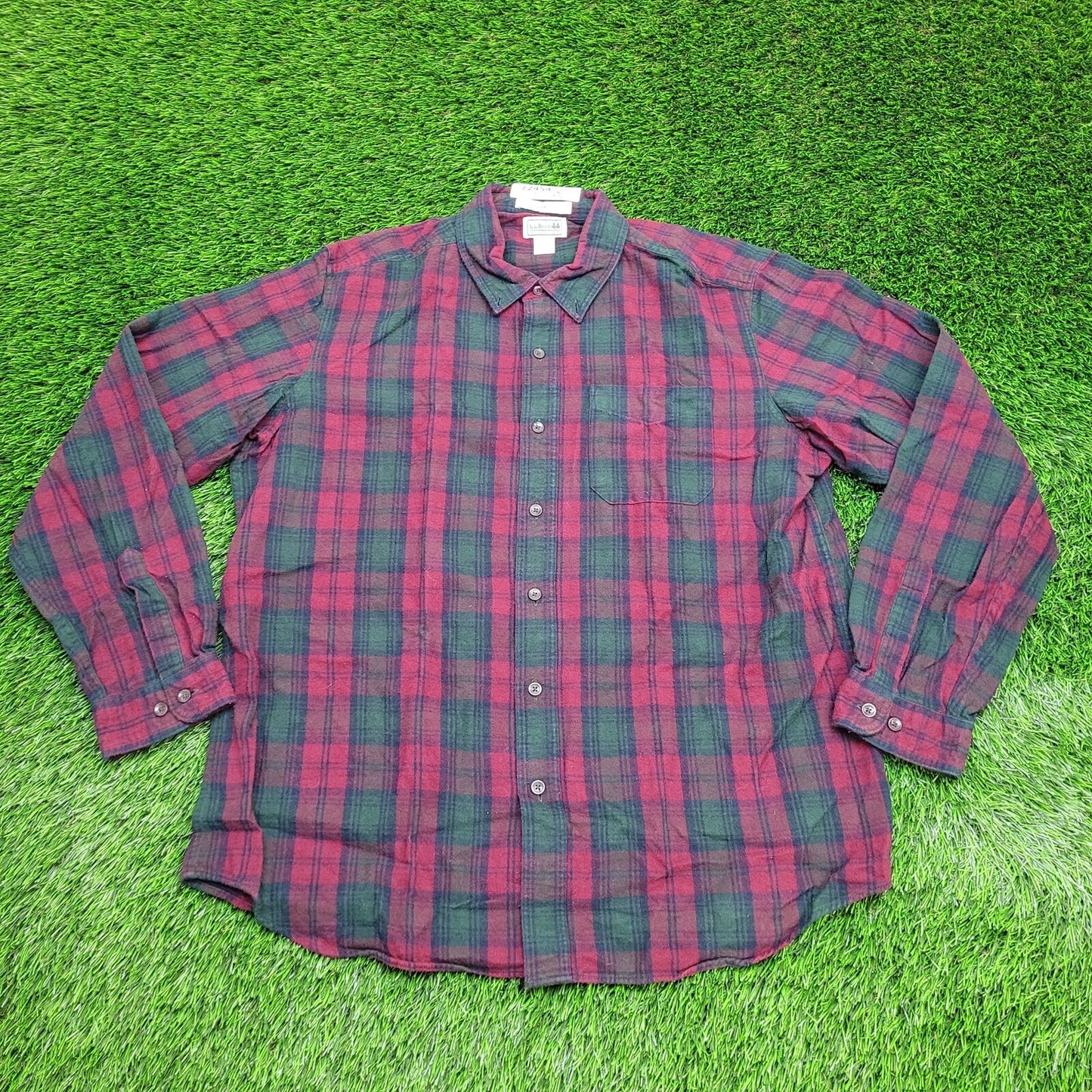 Vintage Y2K LL-Bean Plaid Button Shirt Large 23x30 Red