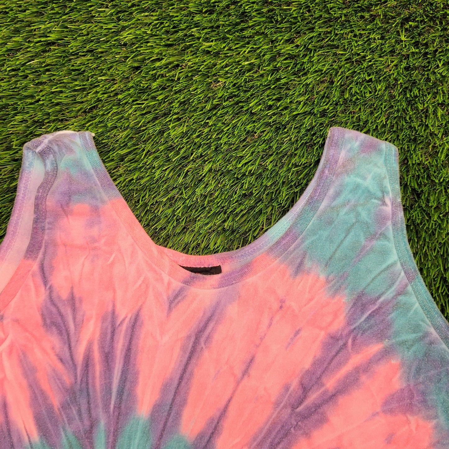 Vintage Swirl Tie-Dye Tank-Top Womens M/L 19x30 Extra-Long