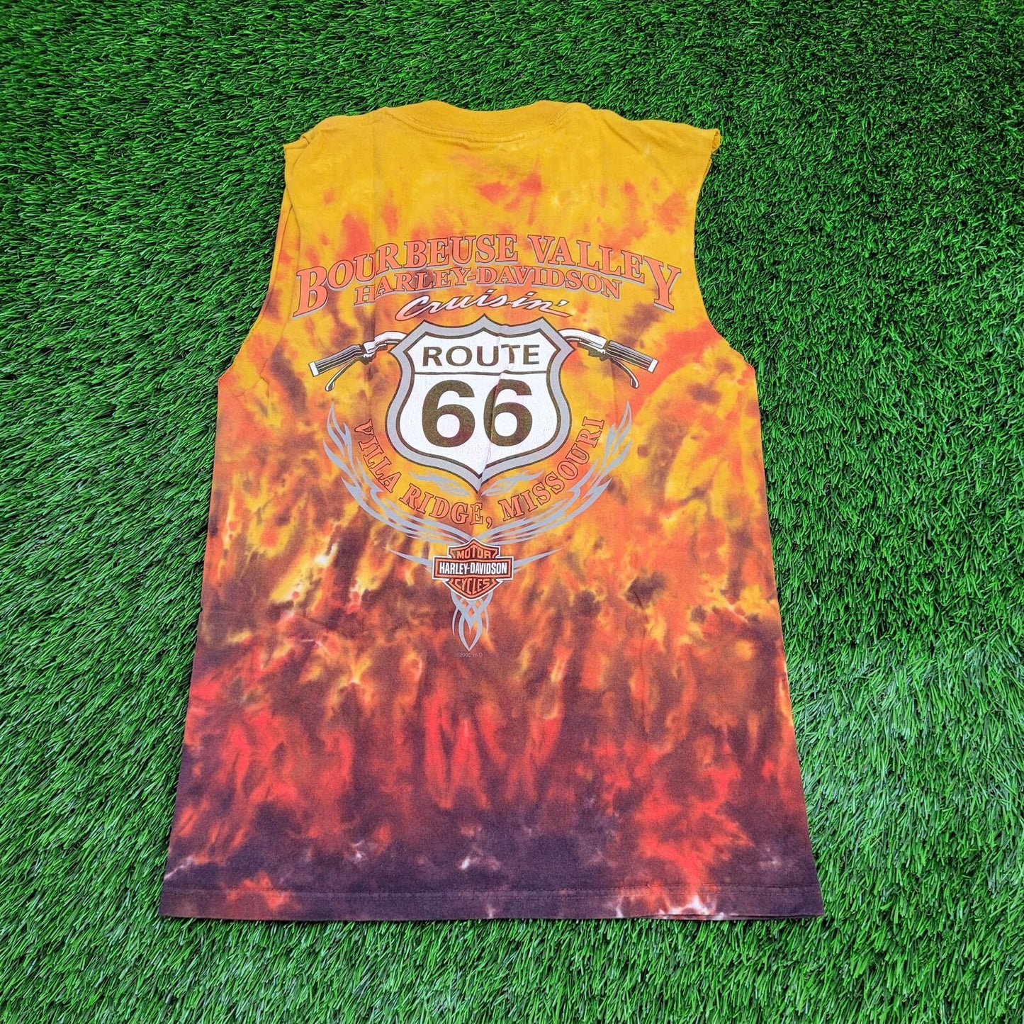 Harley Davidson Flaming Shirt Small 17x26 Orange