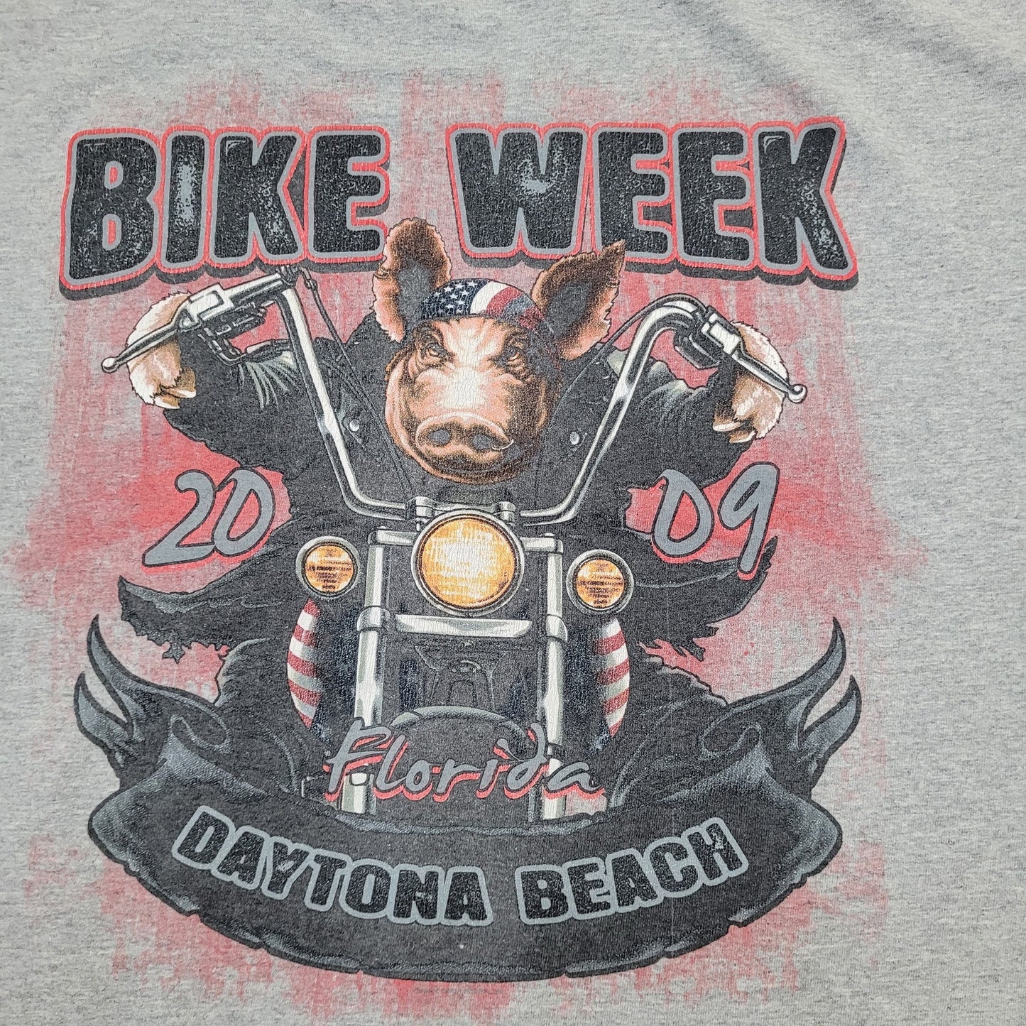 Biker Pig Rally Tee 2XL 26x29 Gray Daytona