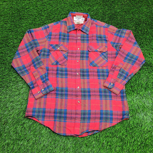 Vintage Trails-End Plaid Shirt Medium 22x30 Red