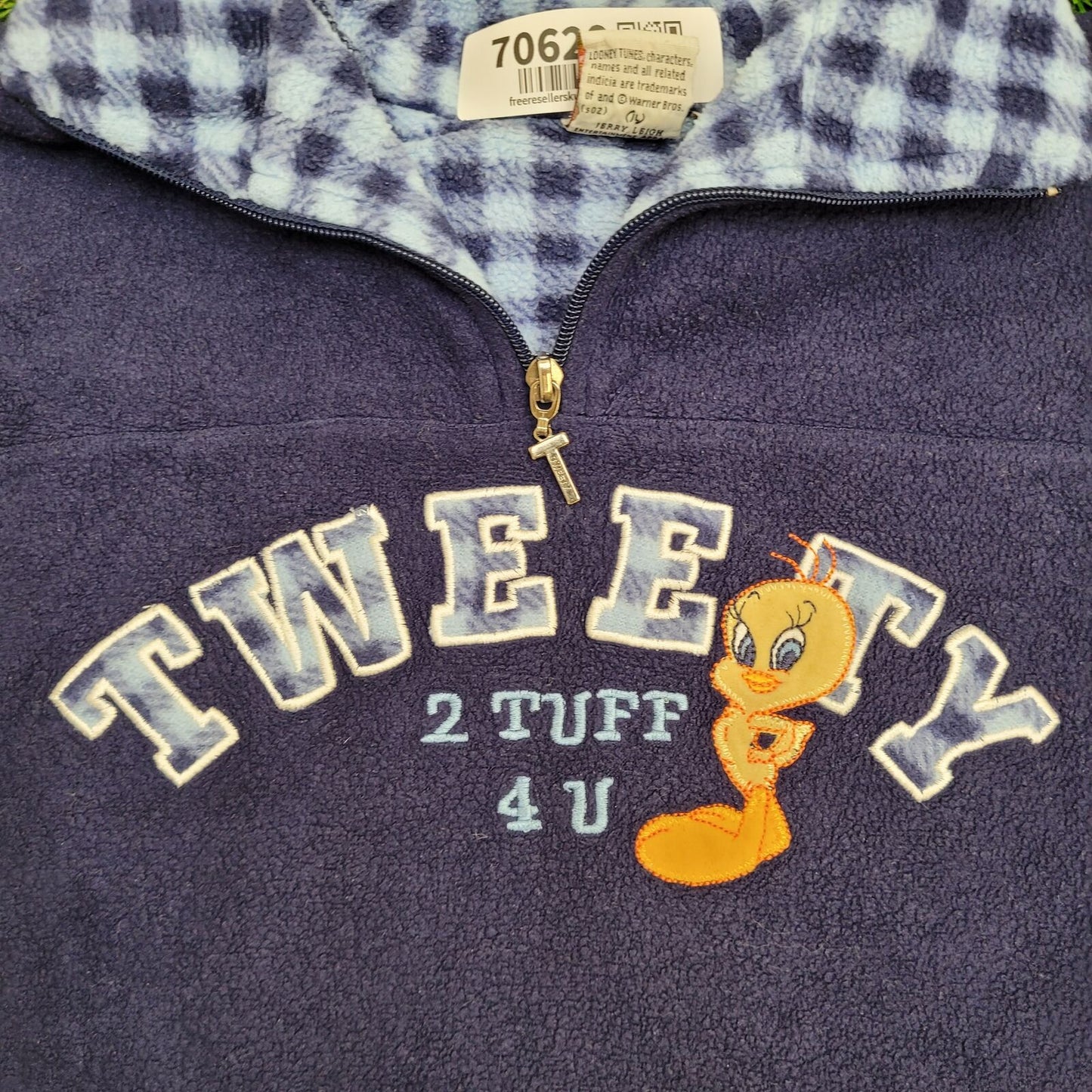 Vintage Tweety Fleece Sweater Womens Small 21x21 Baggy Boxy