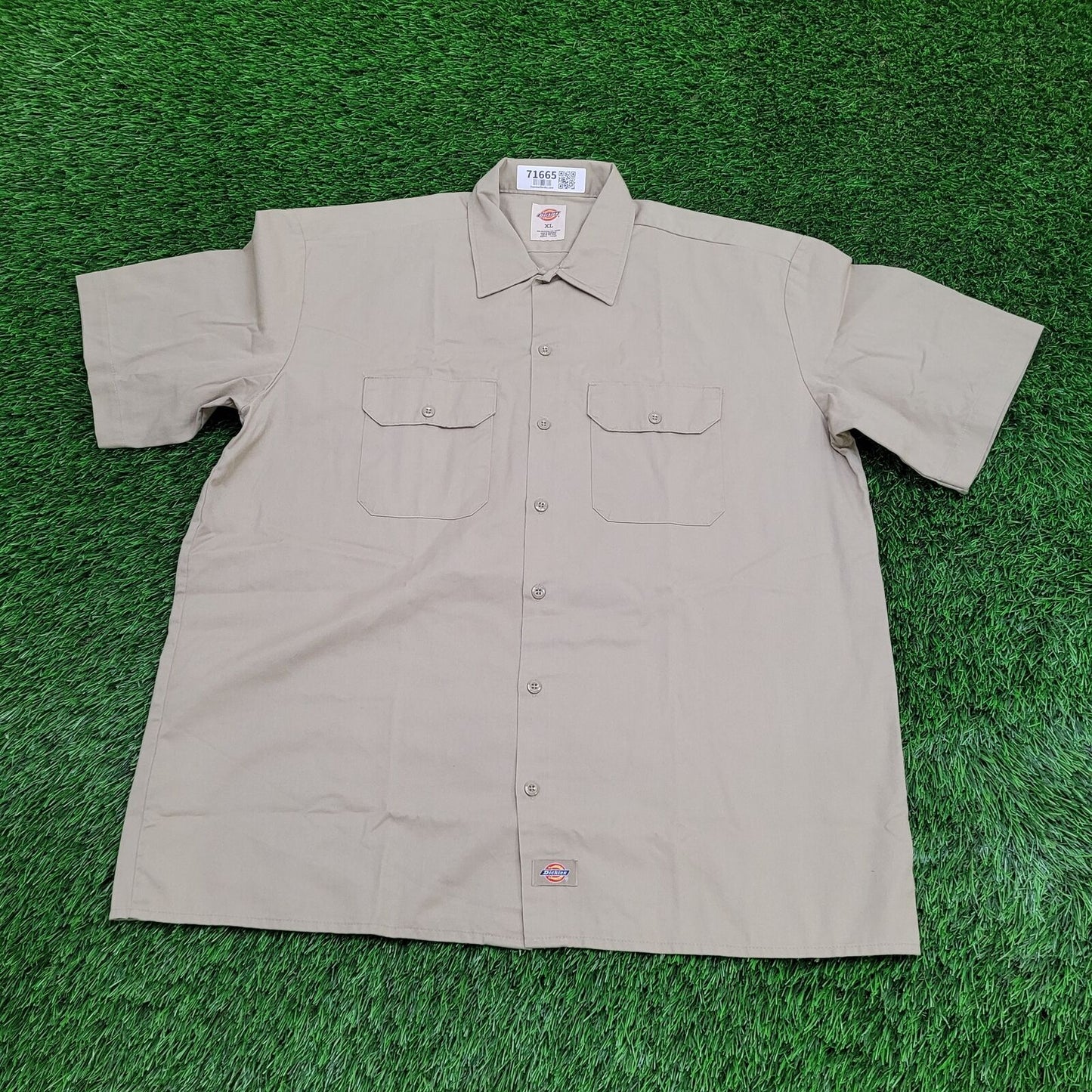 DICKIES Button Shirt XL 26x31 Tan Baggy