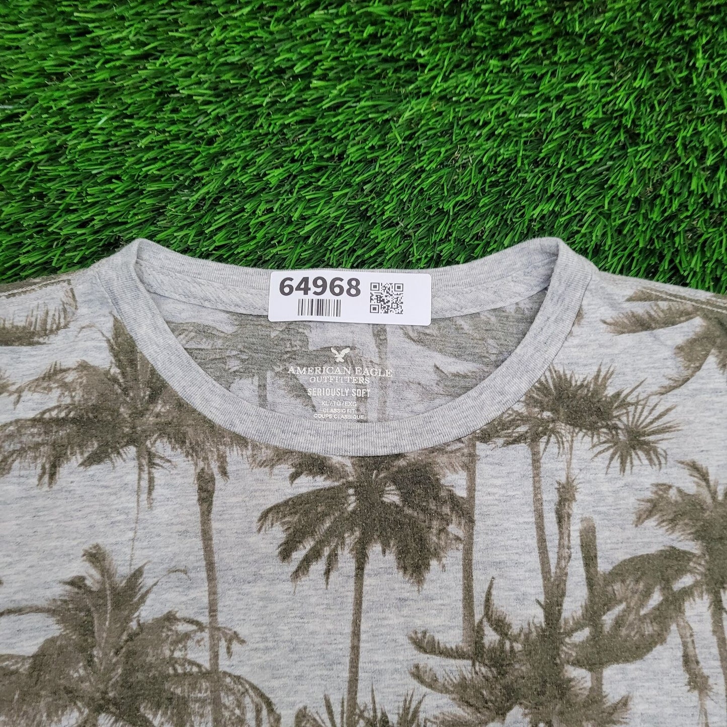 American-Eagle AOP Palm-Tree Shirt Womens XL 23x27