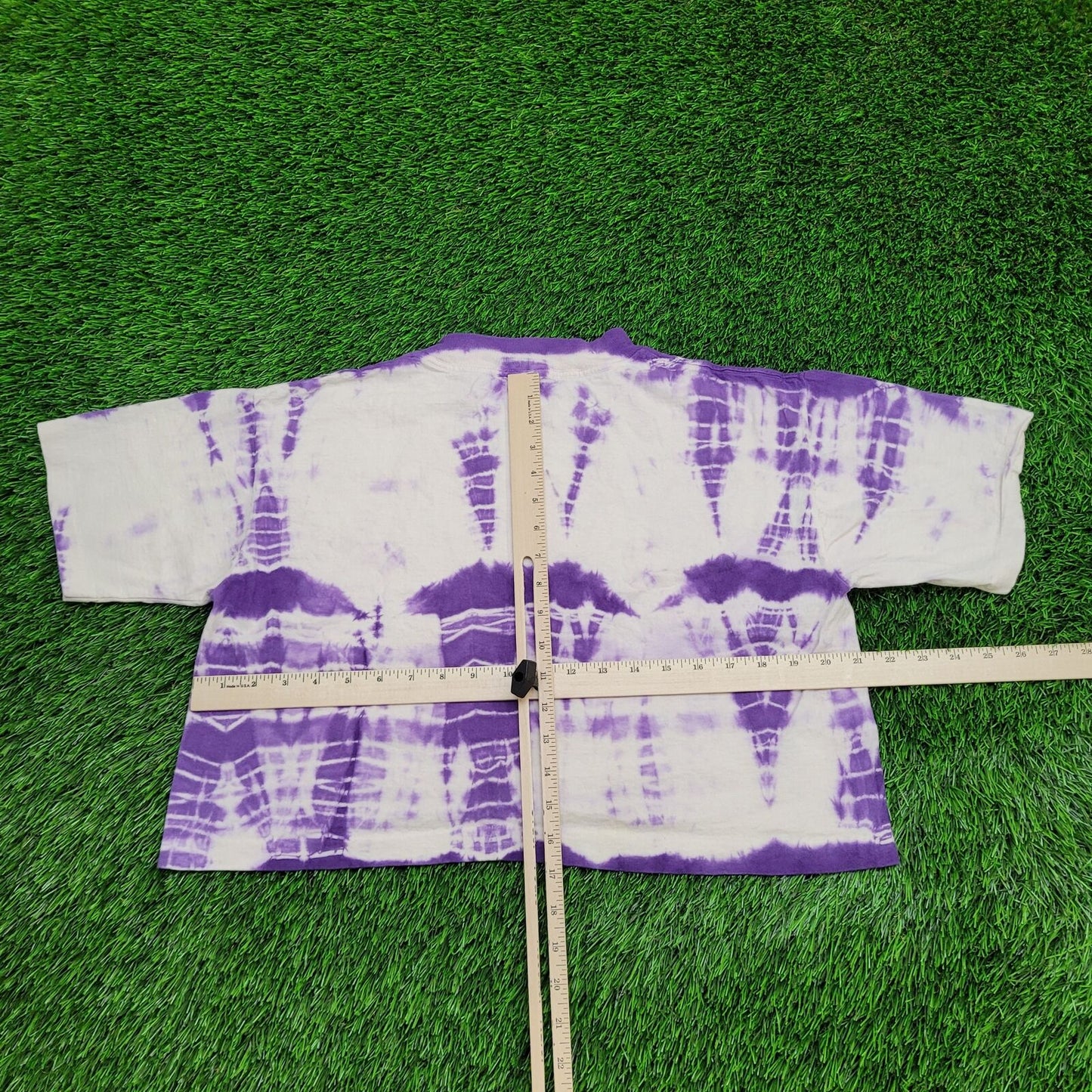 90s Shibori Cropped Top - Purple White Large 21x17