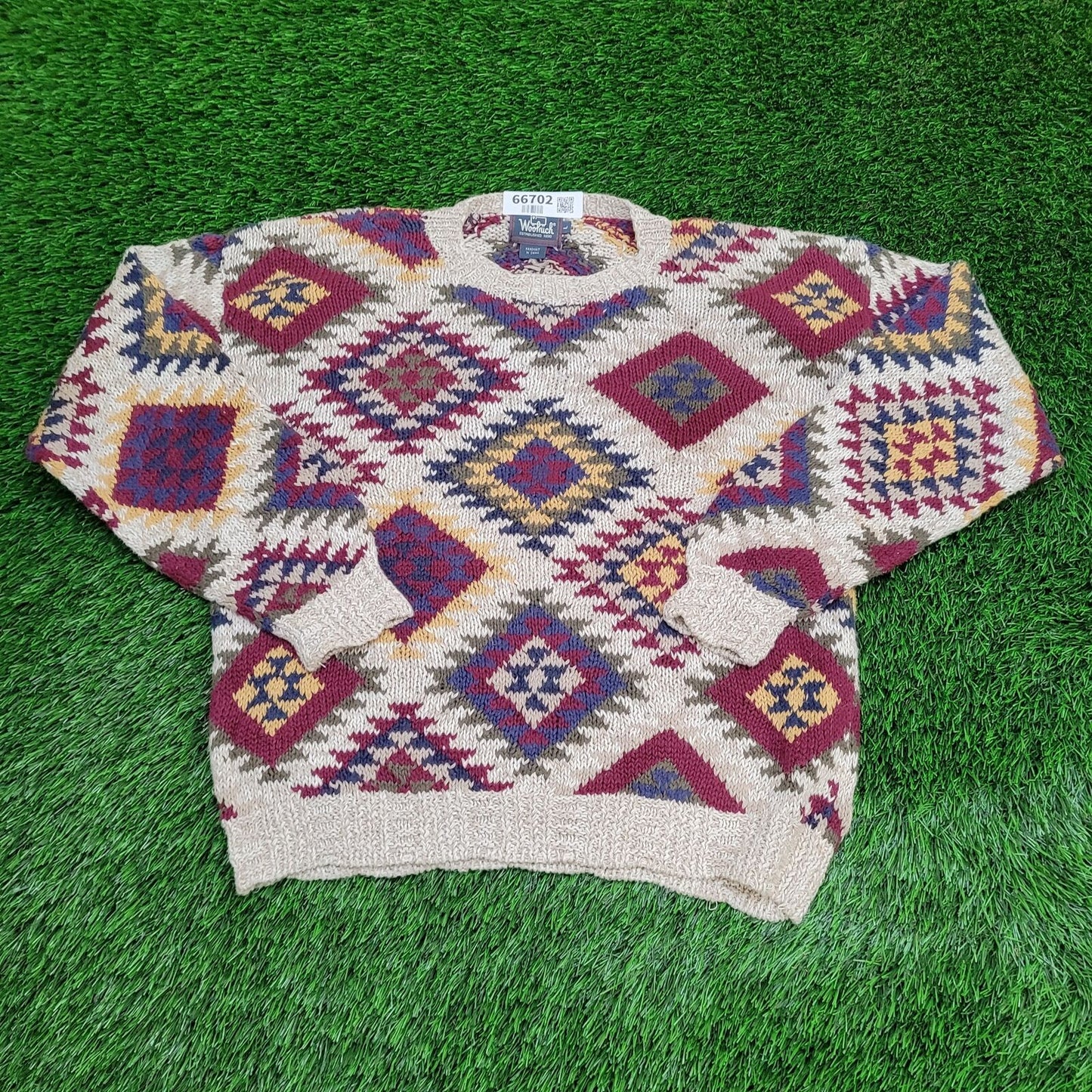 Woolrich Sweater Womens Large 22x23 Aztec Diamond