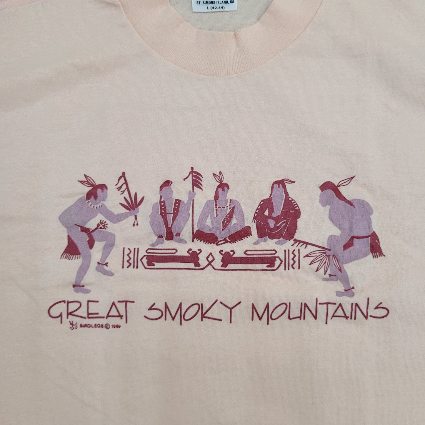 Great Smoky Mtn Dancing Art Shirt - Womens Large 19x27 Beige