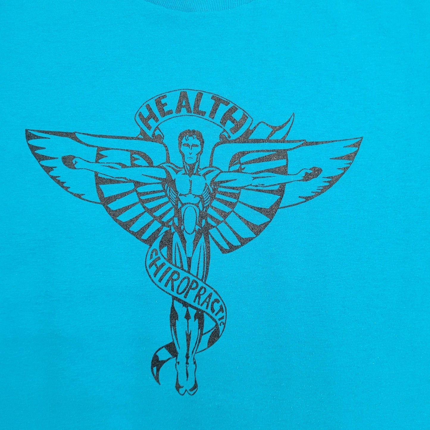 90s Chiropractic Health Shirt Womens Large 20x26 Turquoise