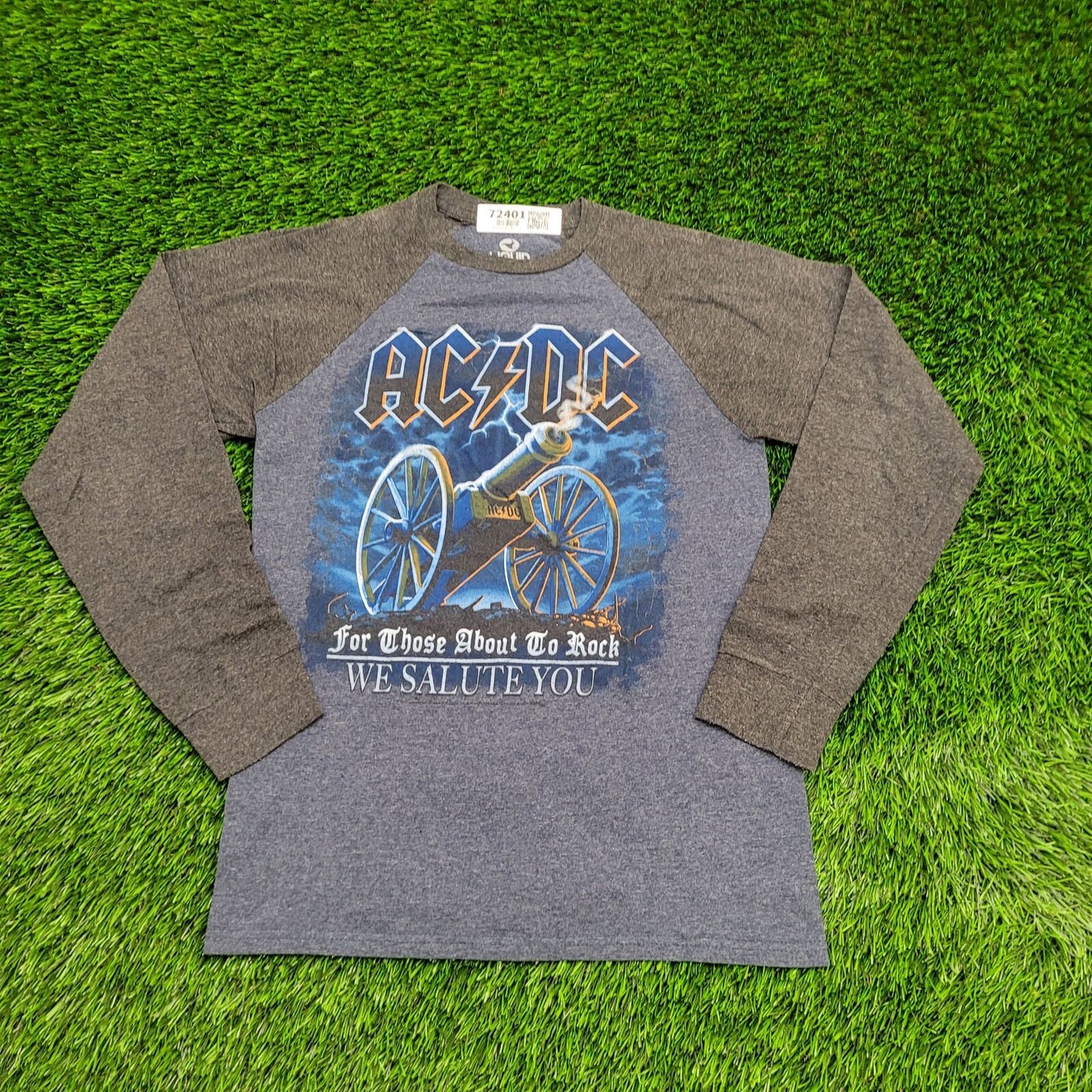 ACDC Cannon Raglan Shirt Womens Small 17x25 Blue