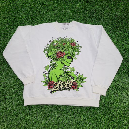 Flower Zombie Sweatshirt Womens Medium 22x24 Tattoo Art