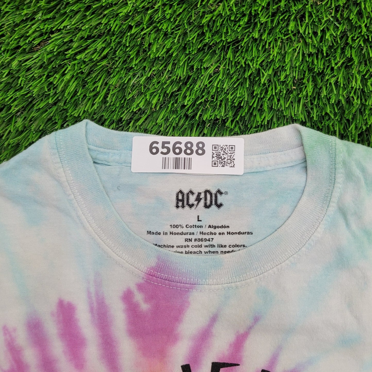 ACDC Crop-Top Tie-Dye Shirt Womens Large 21x15 High-Voltage