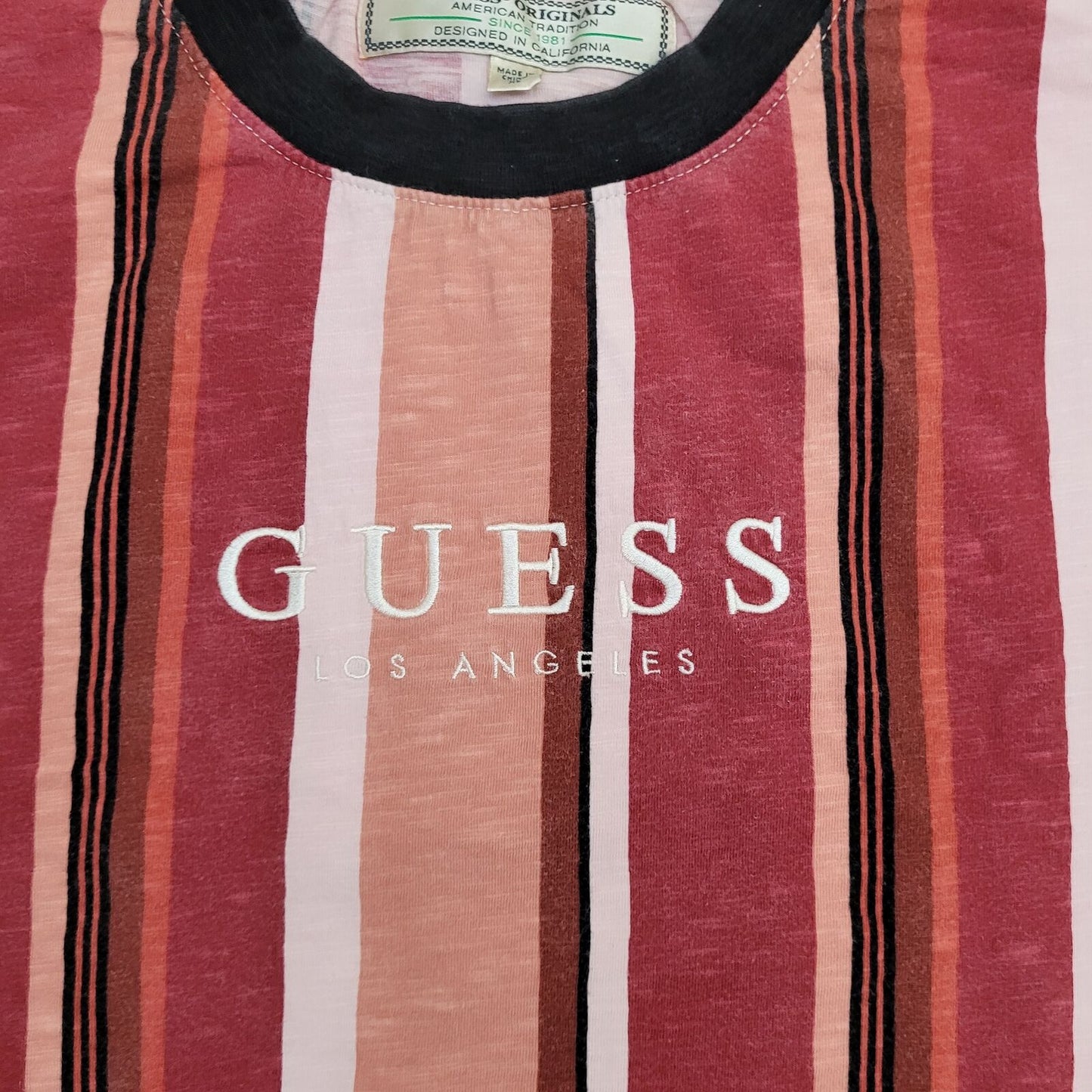 GUESS Stripes Shirt XL 24x28 Red Pink