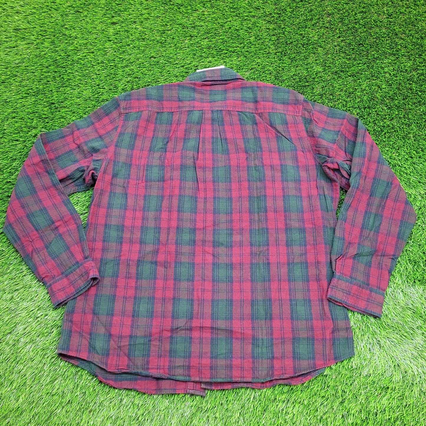 Vintage Y2K LL-Bean Plaid Button Shirt Large 23x30 Red