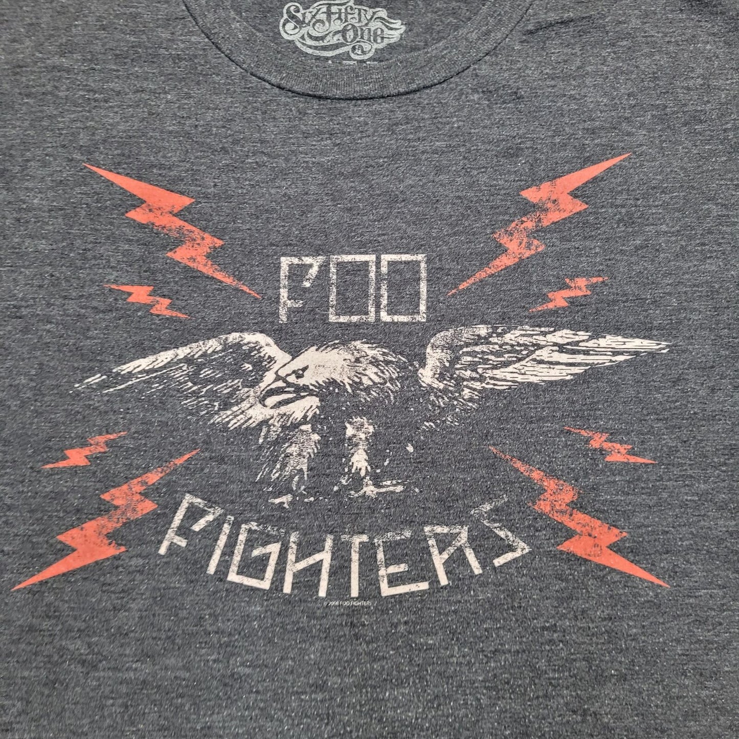 Foo-Fighters Rock Shirt Large 21x26 Gray Six-Fifty-One