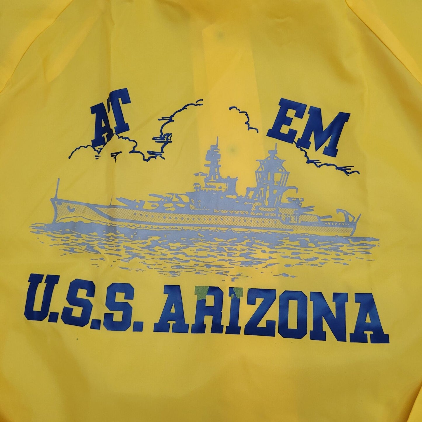 Vintage USS Arizona Naval-Ship Jacket Medium 22x28 Yellow