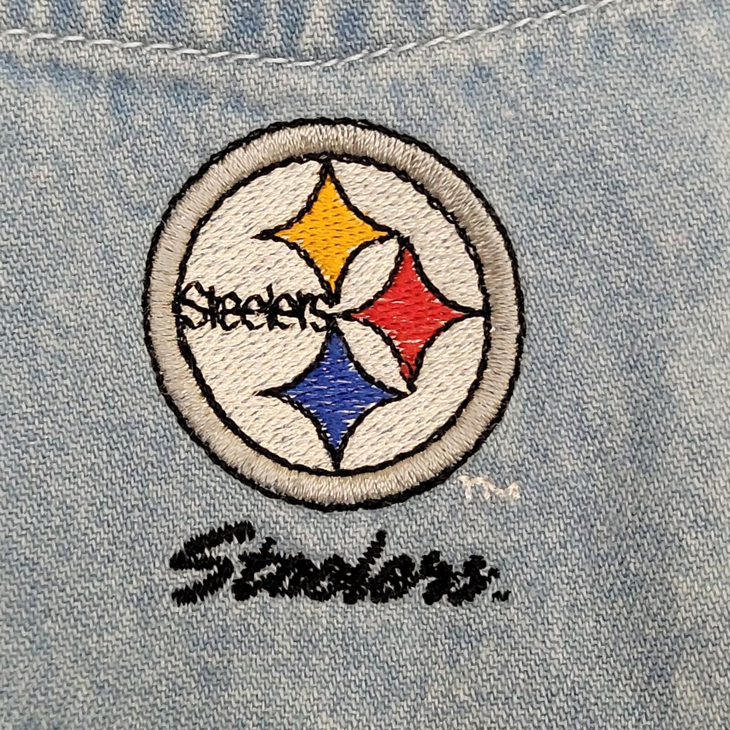 Vintage Y2K LEE Pittsburgh Button Shirt Large 25x31 Blue NFL