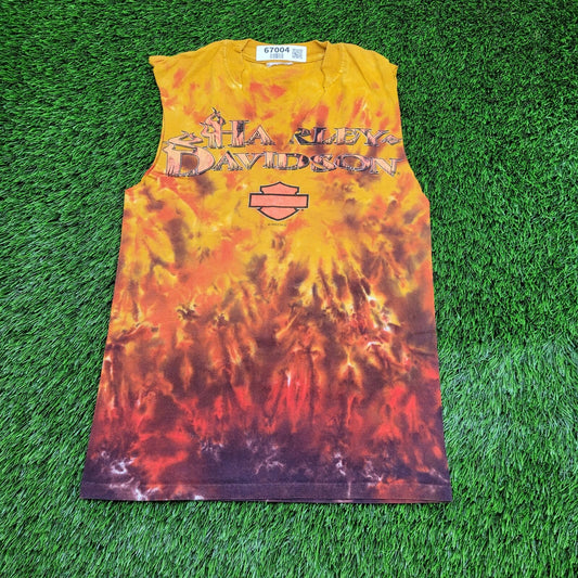 Harley Davidson Flaming Shirt Small 17x26 Orange