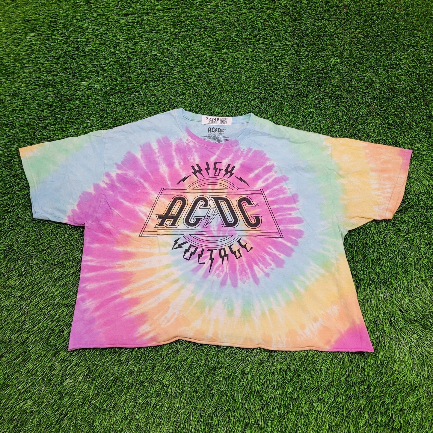 ACDC Crop-Top Shirt Womens XL 23x21 Spiral Tie-Dye