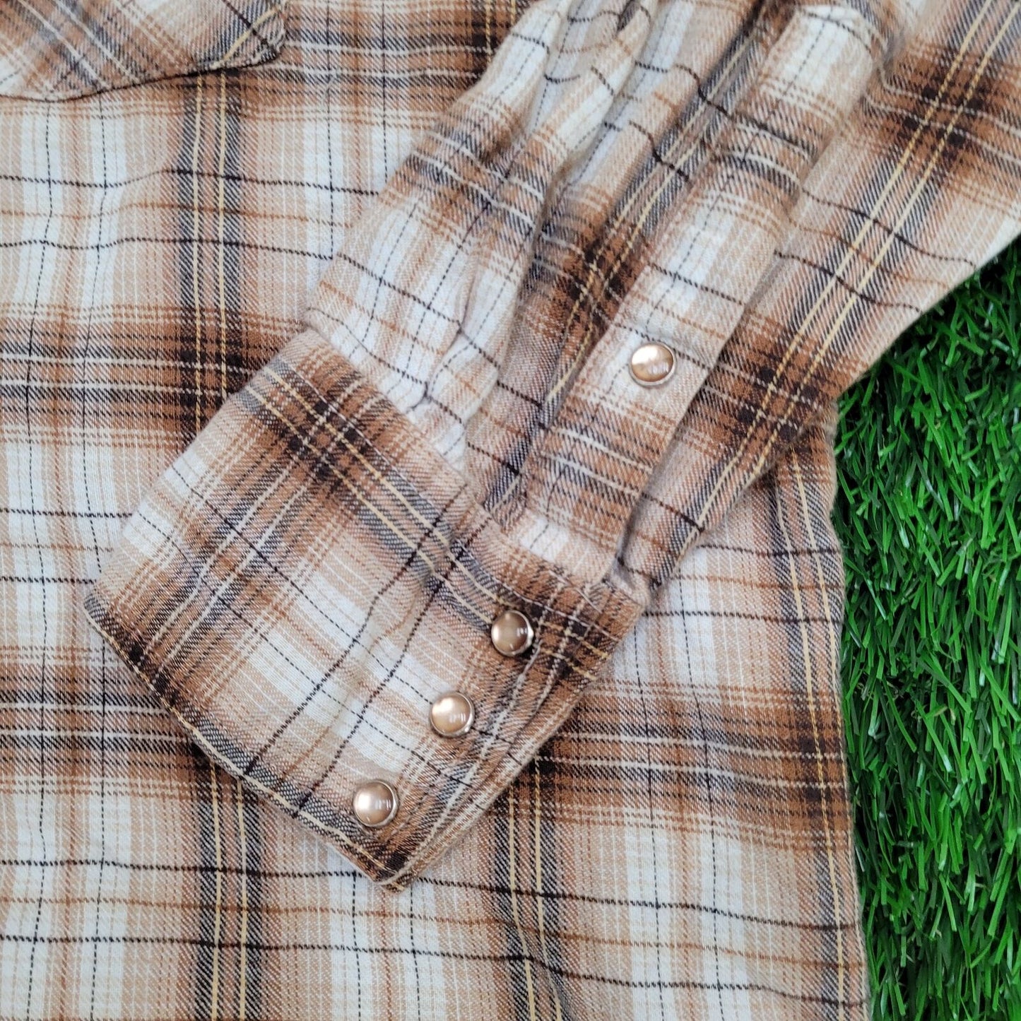 Vintage Panhandle-Slim Plaid Snap Button Shirt Medium 24x30