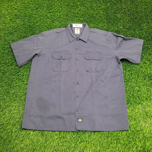 DICKIES Button Shirt XL 25x30 Baggy Navy-Blue