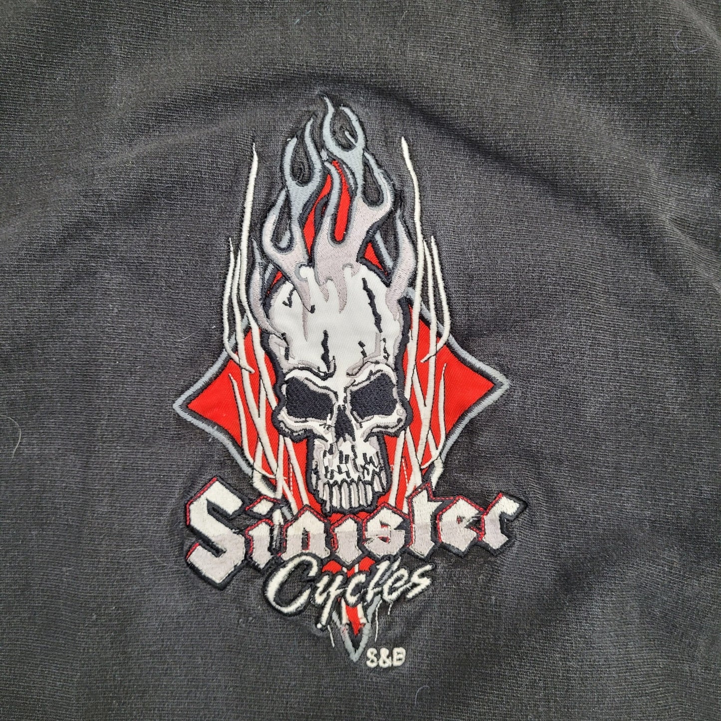 Biker Skull Sweatshirt Large 22x27 Faded Black