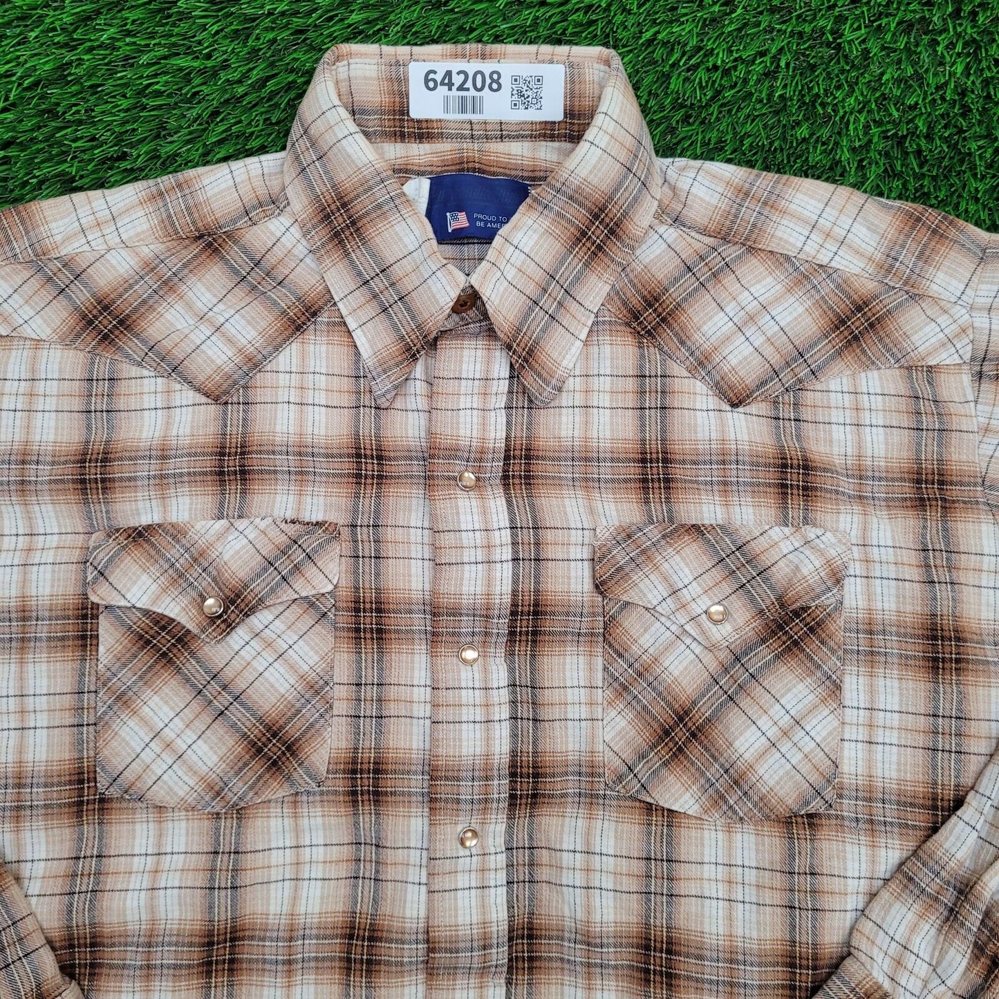 Vintage Panhandle-Slim Plaid Snap Button Shirt Medium 24x30