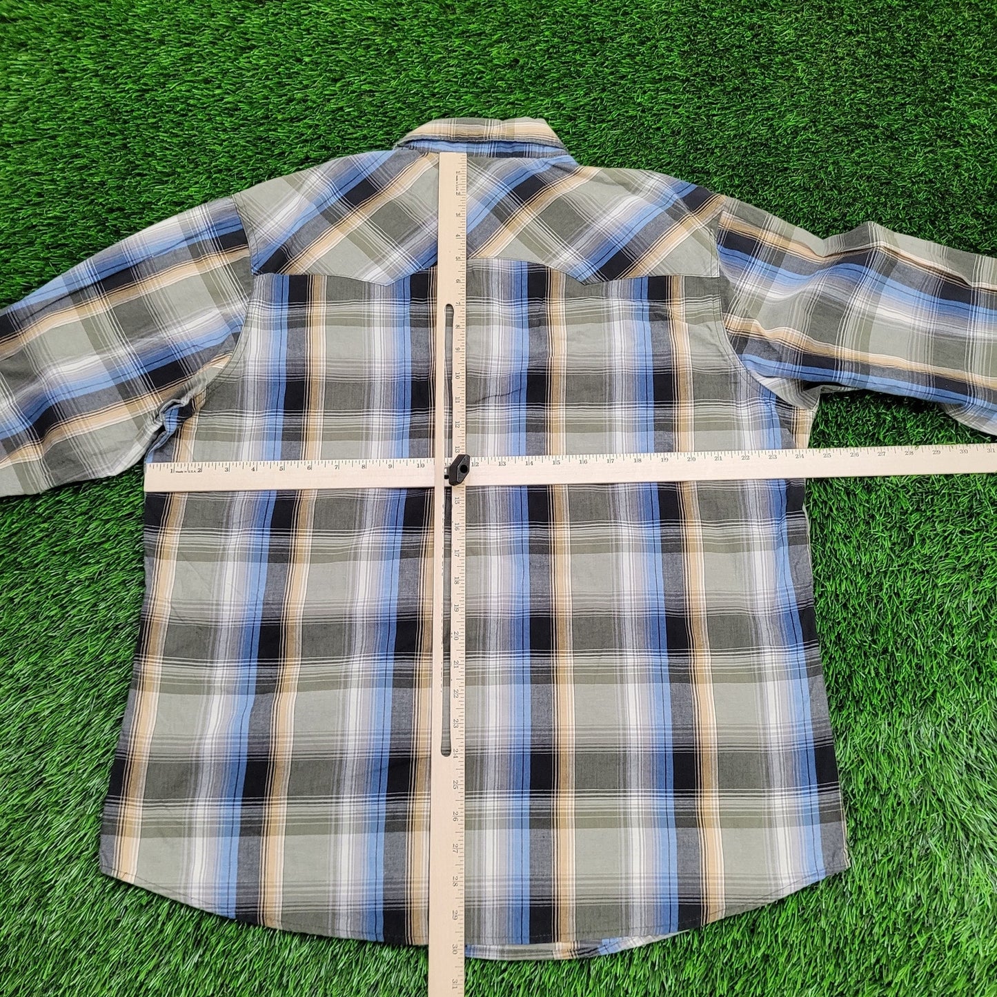 Wrangler Wrancher Pearl-Snap Shirt XL 24x30 Shadow Plaid