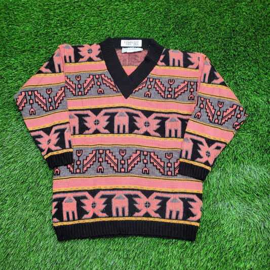 Vintage Tribal Sweater Womens S/M 18x25 USA