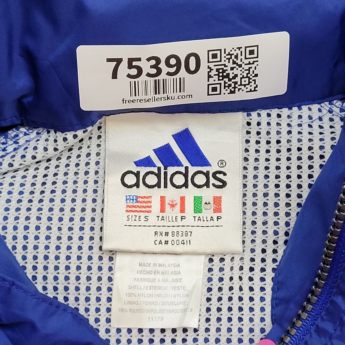 ADIDAS Windbreaker Jacket Small 22x25 Blue