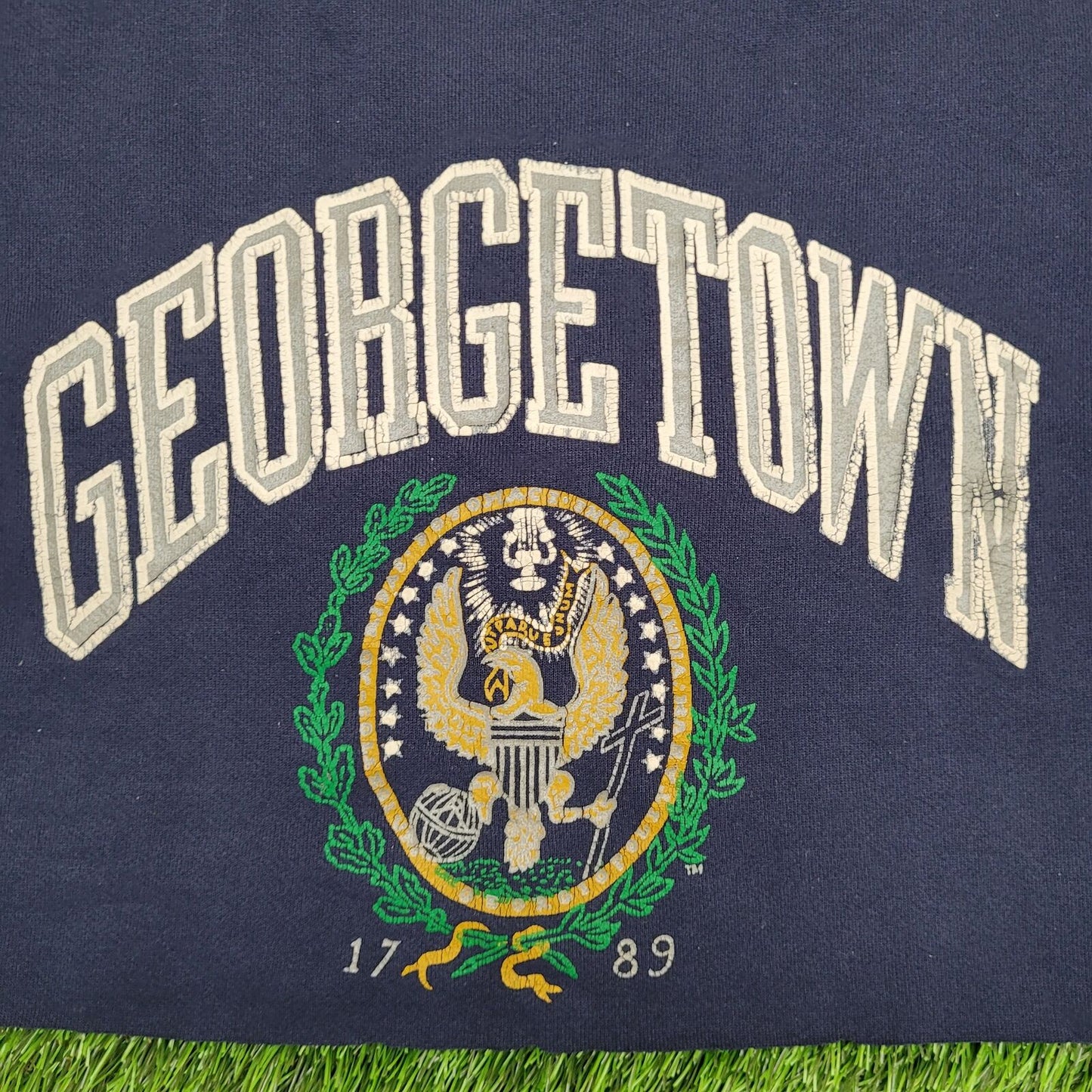 Vintage Upcycled Georgetown Sweatshirt XL 23x18 Blue