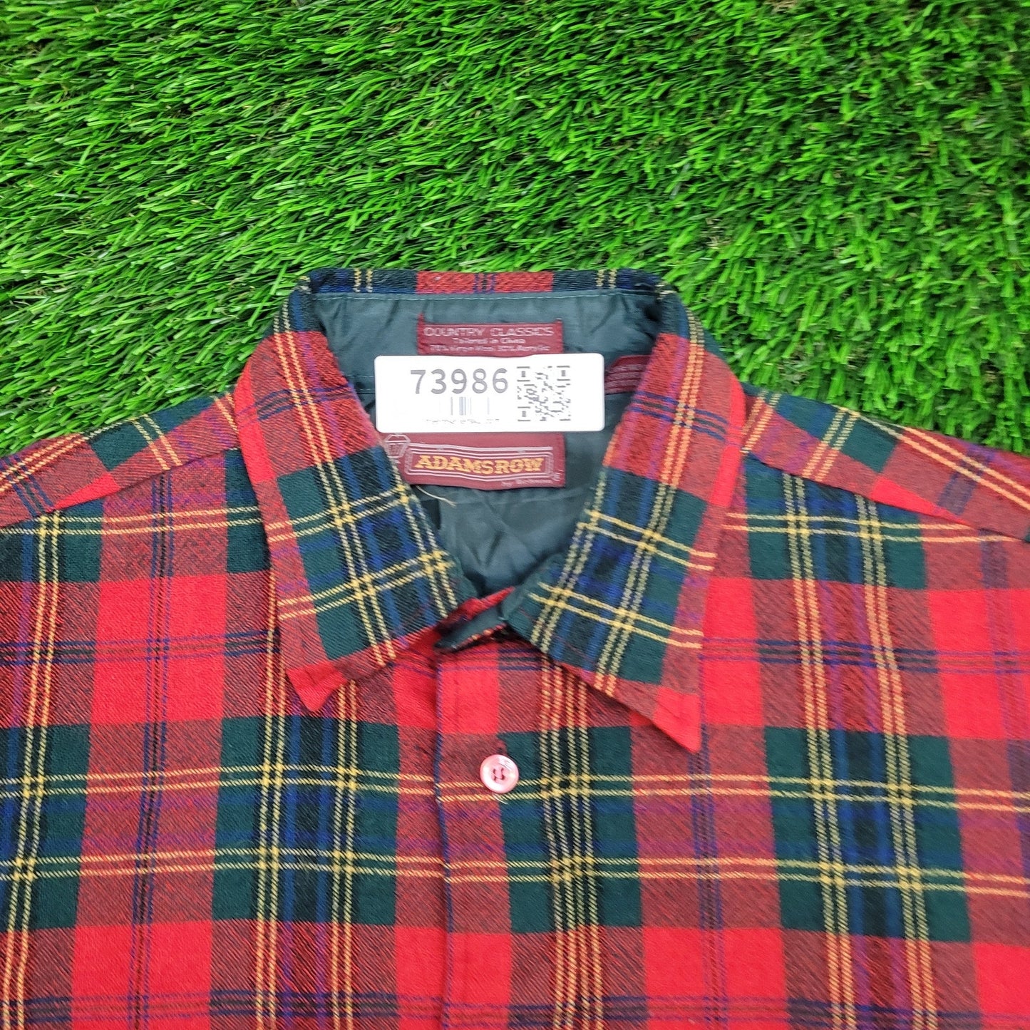 Adams-Row Country Wool Plaid Button Shirt Medium 21x28 Baggy